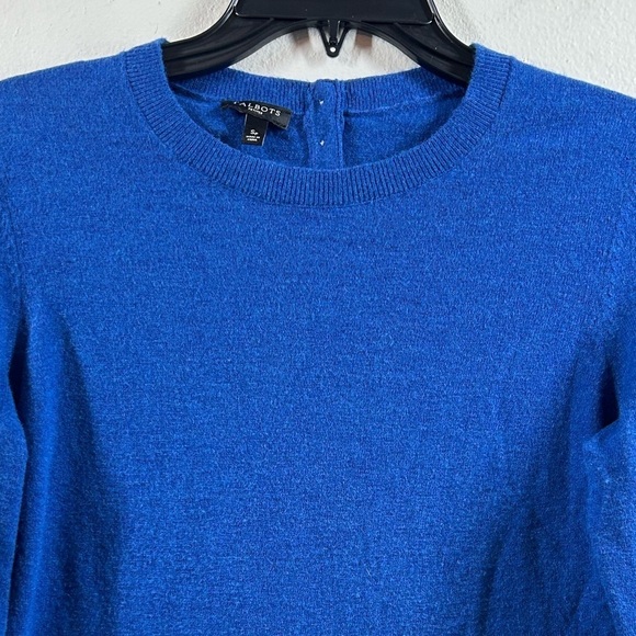 Talbots Sweater Women's Petite Back Button Lambswool Blend Bell Cuffs Sleeve SP - Picture 2 of 9